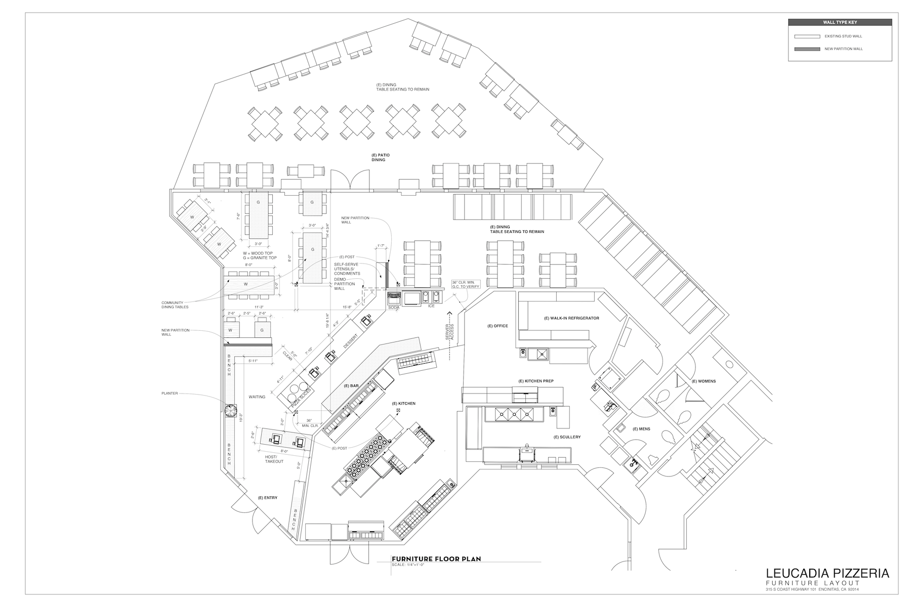 Leucadia Pizza Encinitas floor plans and design of restaurant kitchen